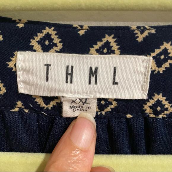 THML Navy Embroidered Faye Sleeveless Racerback  Mini Shift Dress Sz XXL - Picture 5 of 12